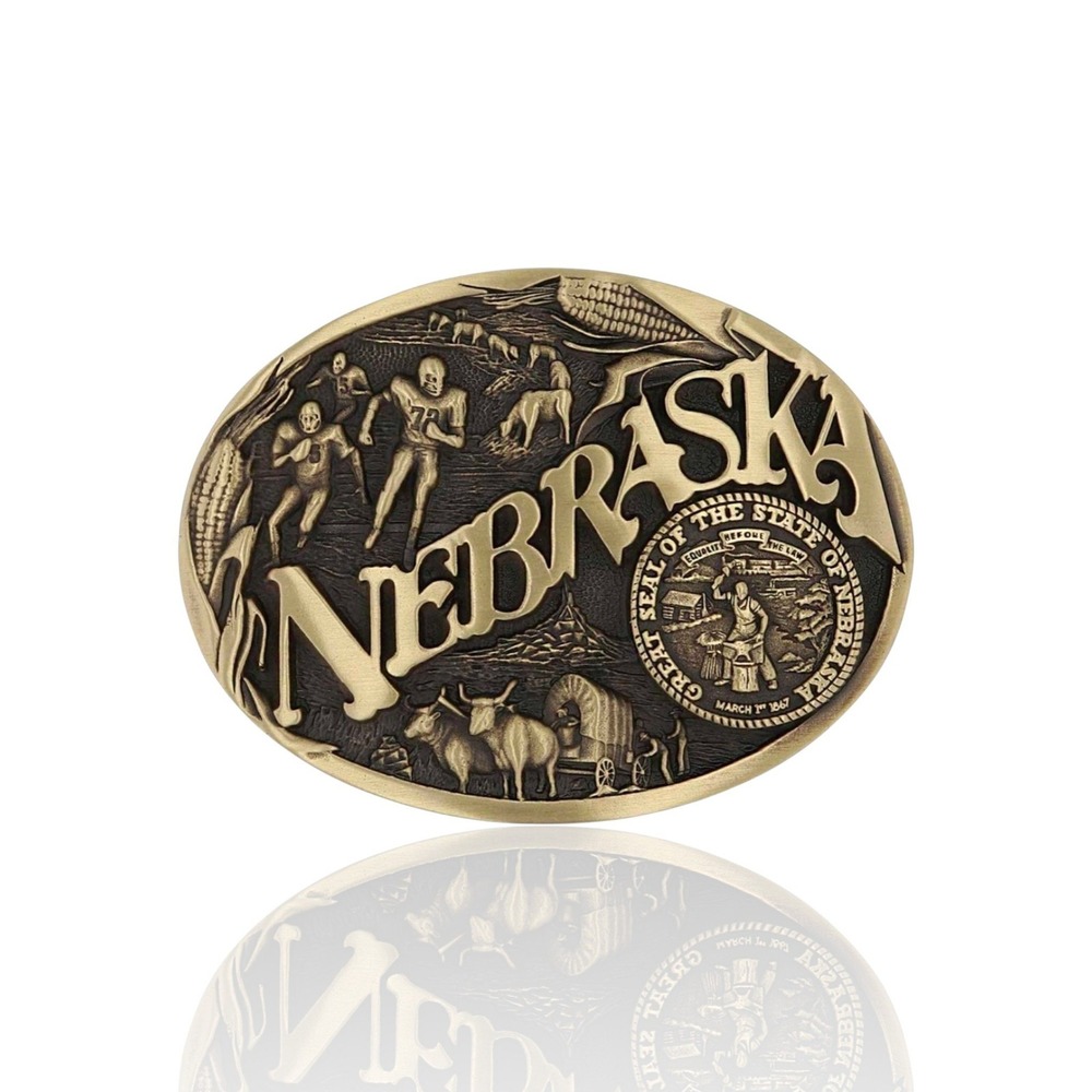 Montana Silversmiths Nebraska State Heritage Belt Buckle - New Imperfect